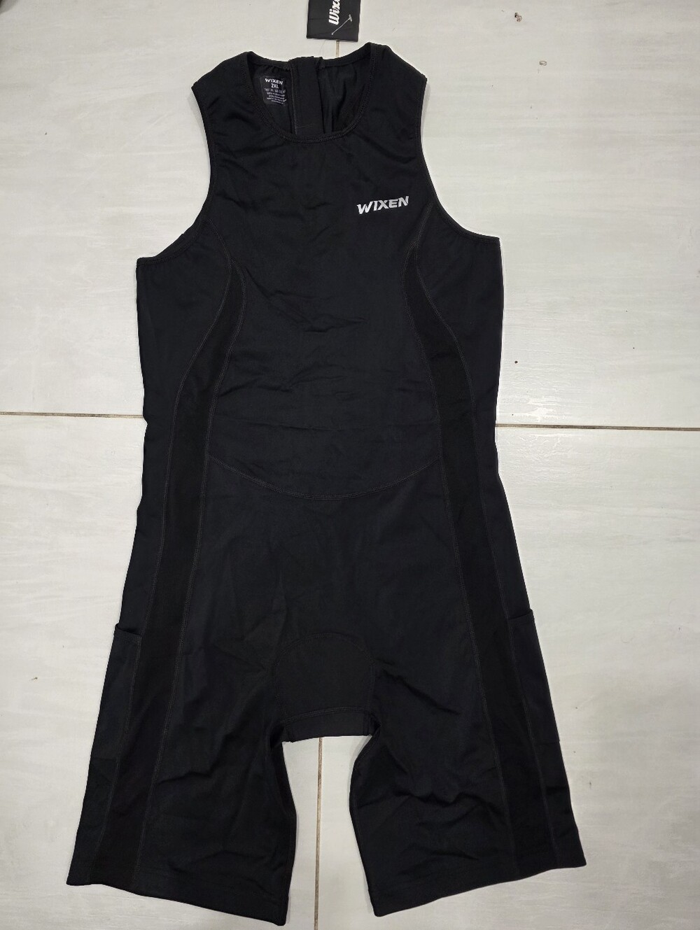 Men Triathlon Suit Back Zip Black One-Piece Performance Swim Suit Padded